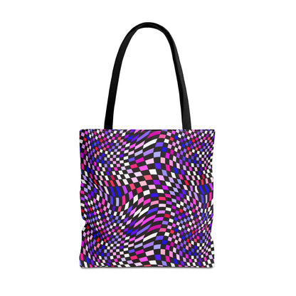 Warped Purple Checkered Canvas Tote Bag