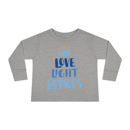 Hanukkah Love Light Latkes Toddler Long Sleeve Tee