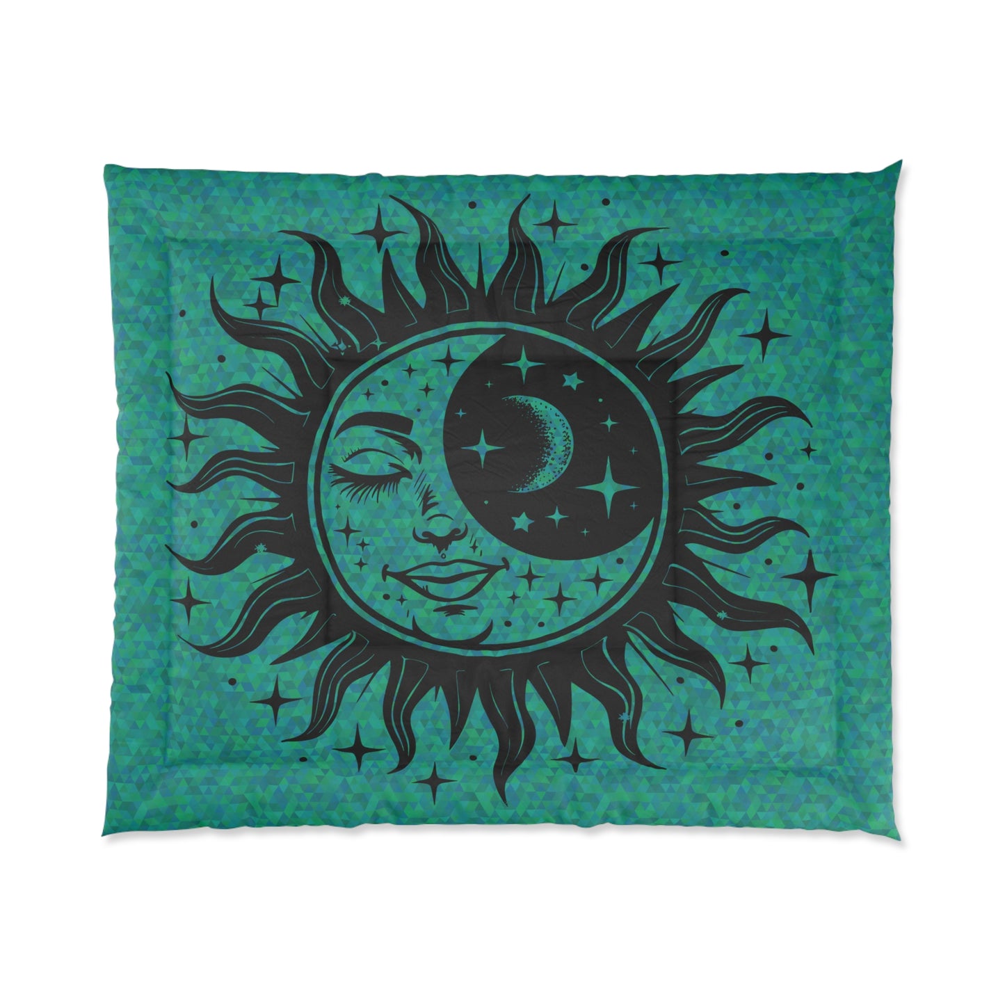 Sun & Moon Over Teal Comforter