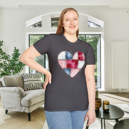 Patchwork Quilt Heart Adult T-shirt