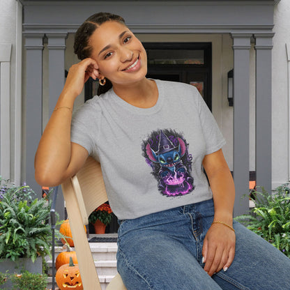 Halloween Stitch w/Purple Cauldron Adult T-shirt
