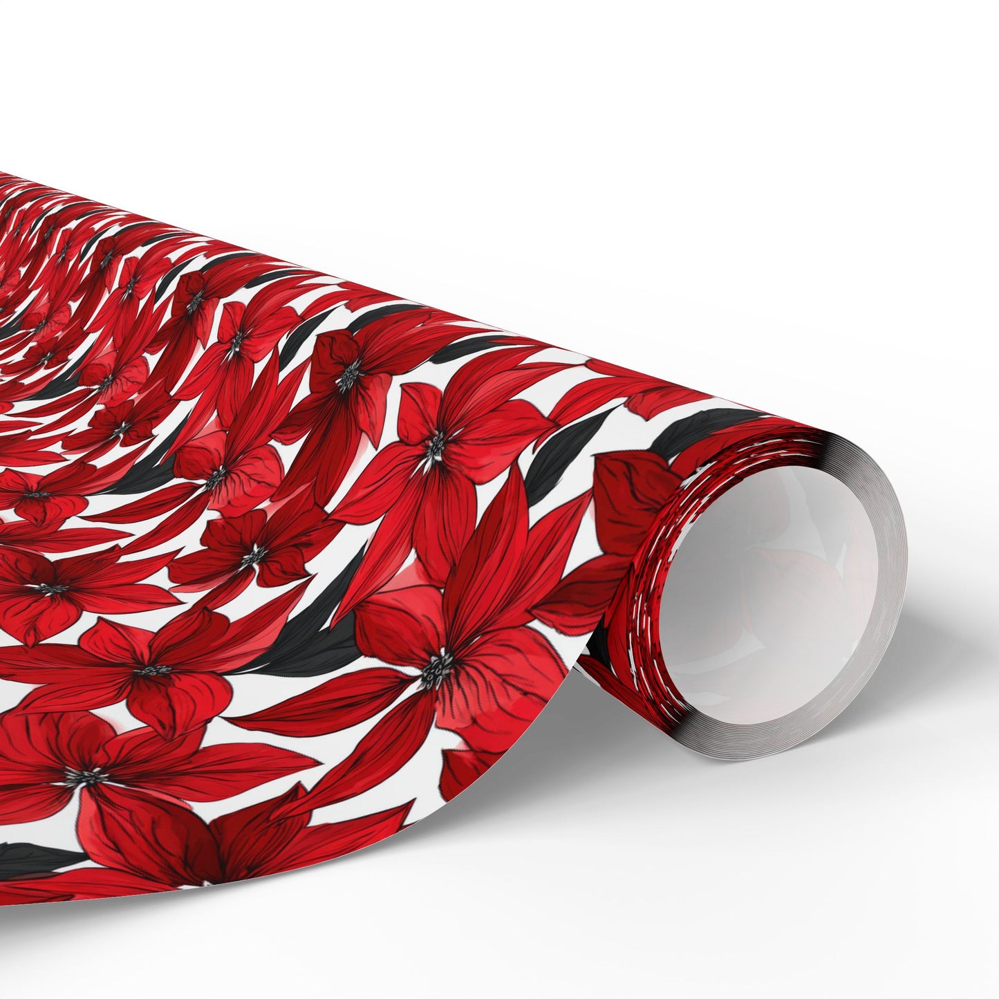 Inked Poinsettias Wrapping Paper
