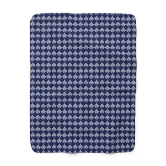 Diamond Bloom-Navy & Periwinkle Fleece Blanket
