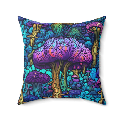 Trippy Purple Mushrooms Throw Pillow