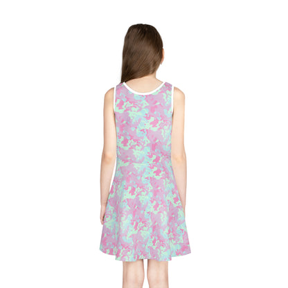 Berry Sorbet Camo Girls' Sleeveless Sundress