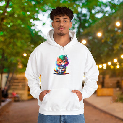 Cute Colorful Kitten w/Soccer Ball Heavy Blend™ Hooded Sweatshirt