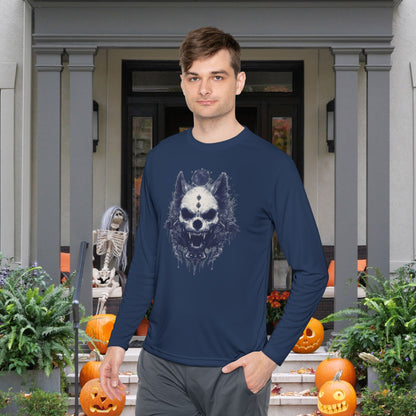 Creepy Skull Wolf Adult Long Sleeve Tee