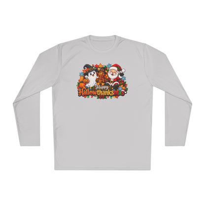 Happy Hallowthanksmas Shirt (Ghost/Turkey/Santa) Adult Long Sleeve Tee