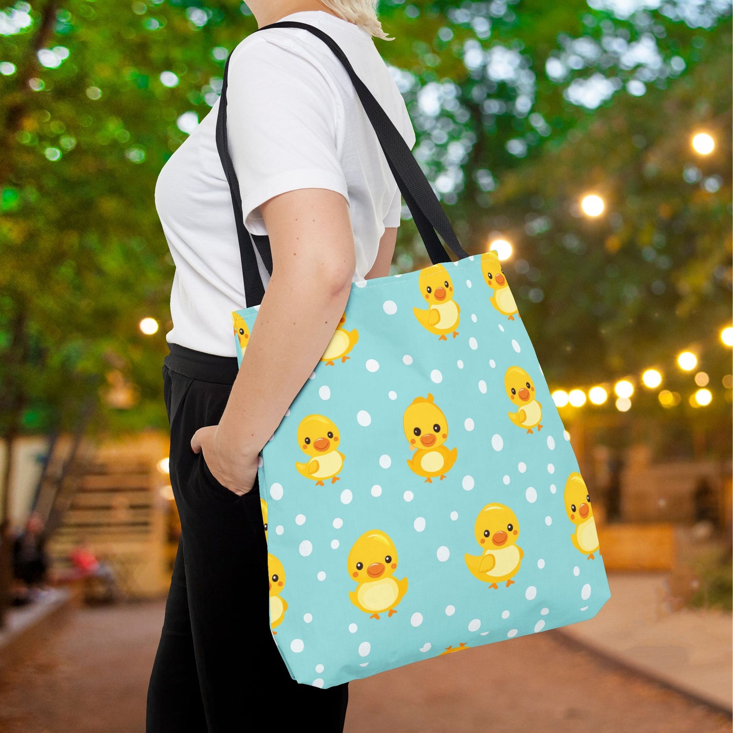 Ducky Dot Parade Canvas Tote Bag