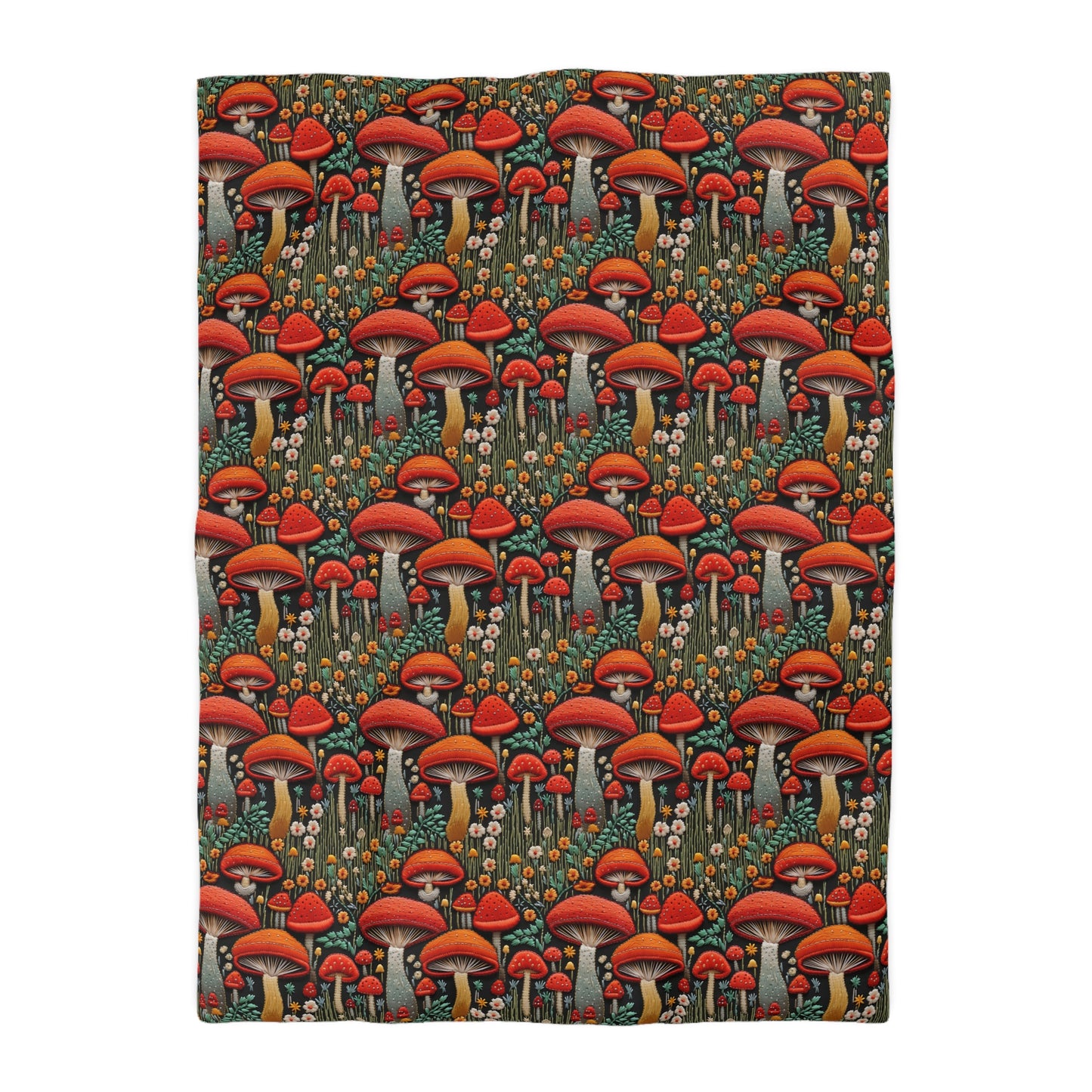 Mushroom Meadow Microfiber Duvet Cover