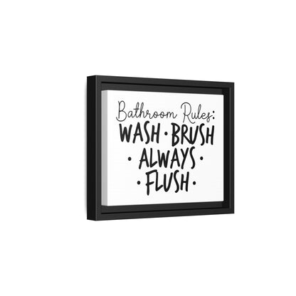 Bathroom Rules: Wash Flush Always Flush Framed Canvas Bathroom Art