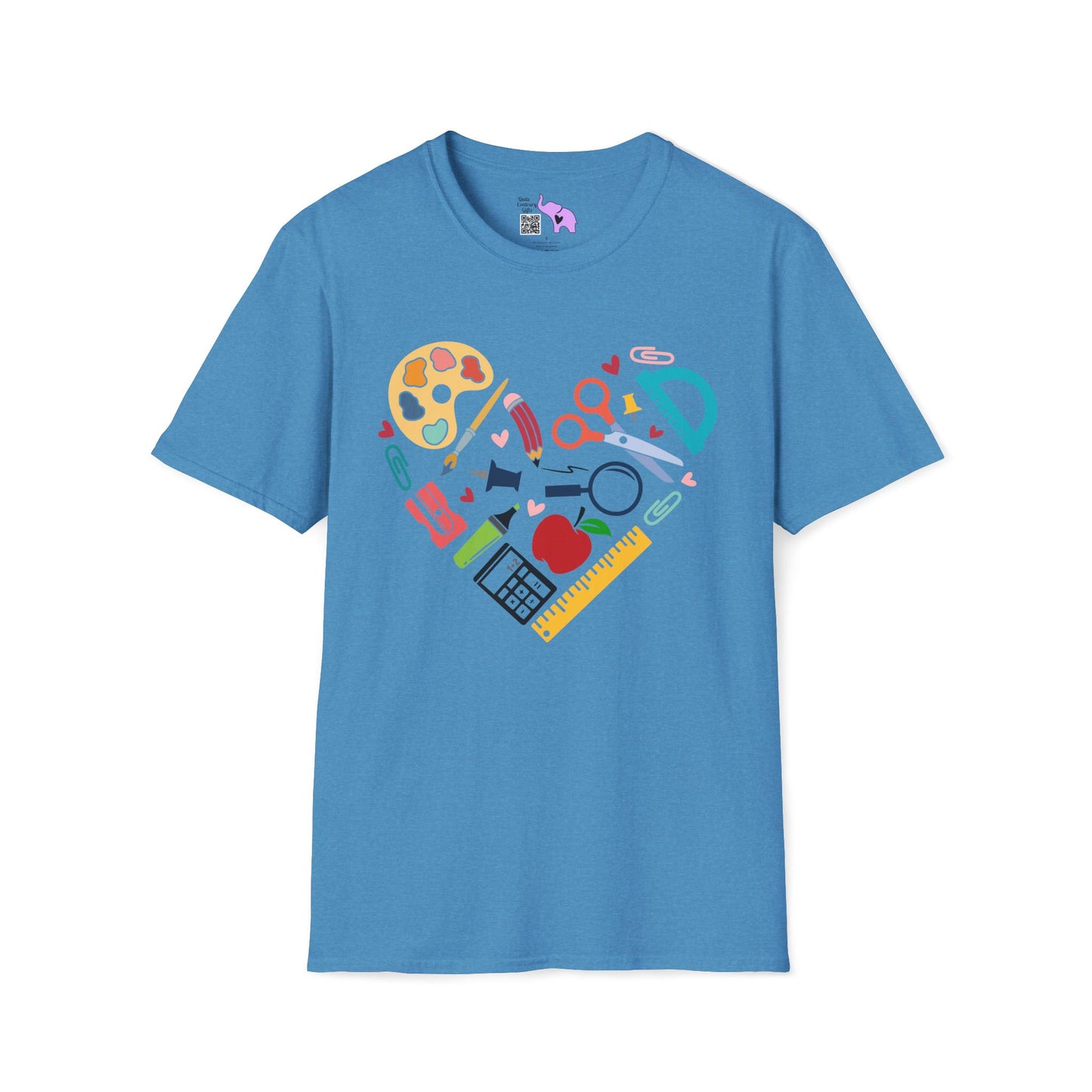 School Supplies Heart Adult T-shirt