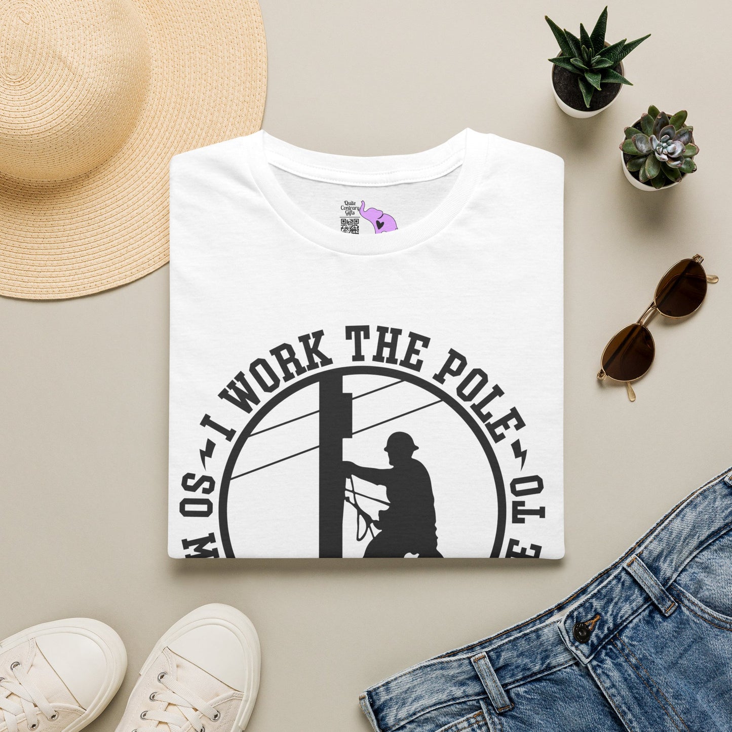 I Work The Pole So She Doesnt Have To Adult T-shirt