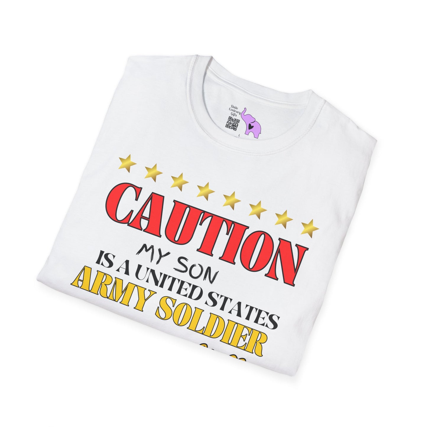 Caution My Son is a US Army Soldier I've Been Known to Brag (Mom) Unisex Softstyle T-Shirt