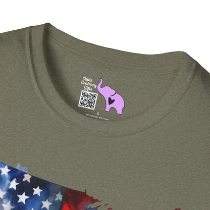 American-Shaped Flag Watercolor Adult T-Shirt