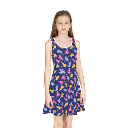 Axolotl Lagoon Girls' Sleeveless Sundress