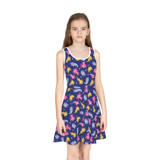 Axolotl Lagoon Girls' Sleeveless Sundress