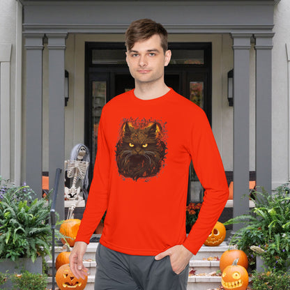 Creepy Black Cat Adult Long Sleeve Tee