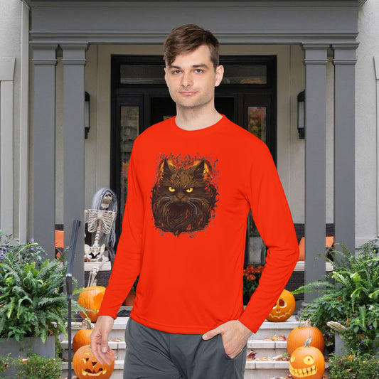 Creepy Black Cat Adult Long Sleeve Tee