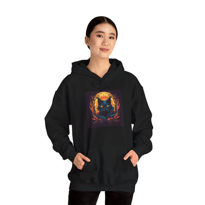 Creepy Black Cat 7 Heavy Blend™ Hooded Sweatshirt