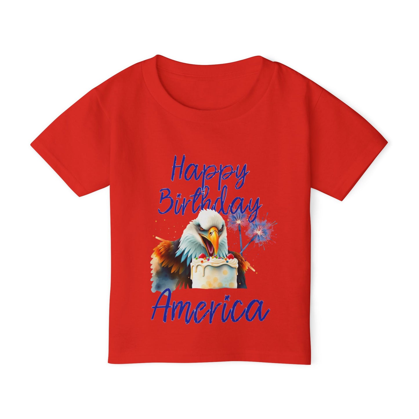 Happy Birthday America (Eagle Eating Cake) Heavy Cotton™ Toddler T-shirt
