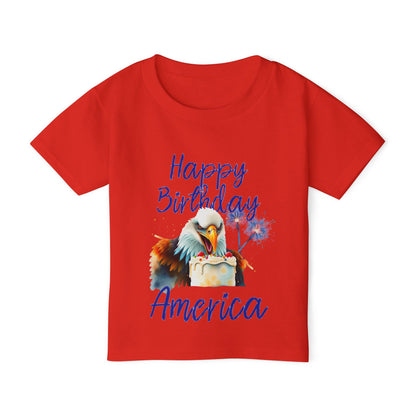 Happy Birthday America (Eagle Eating Cake) Heavy Cotton™ Toddler T-shirt