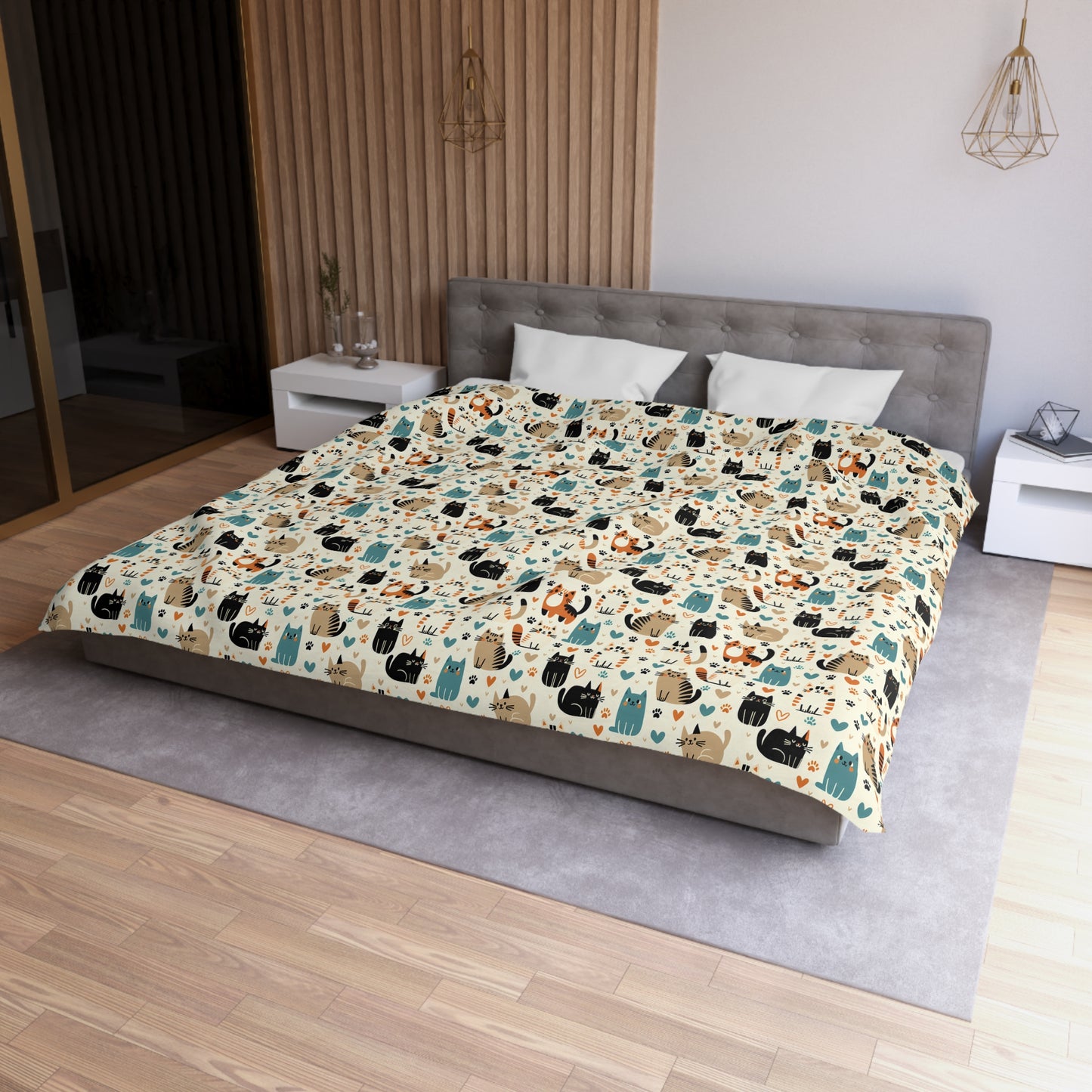 Whiskered Wonders Microfiber Duvet Cover