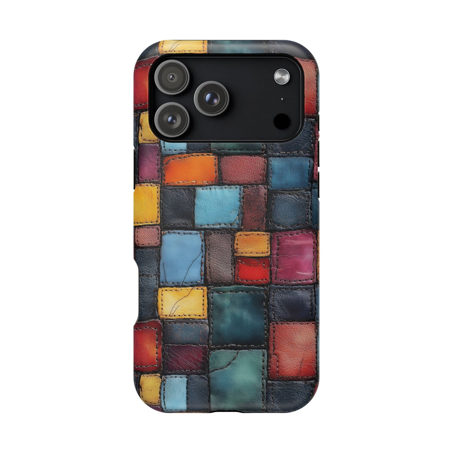 Coloerful Leather Patchwork MagSafe® Compatible Tough Case for iPhone