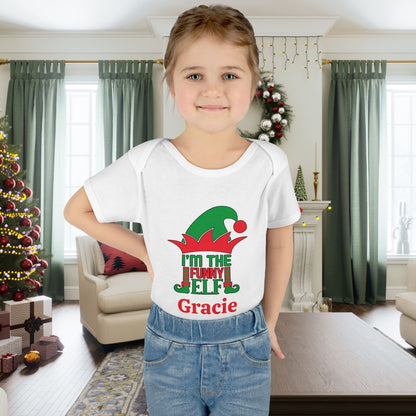 I'm The Funny Elf Personalized Infant Baby Rib Bodysuit