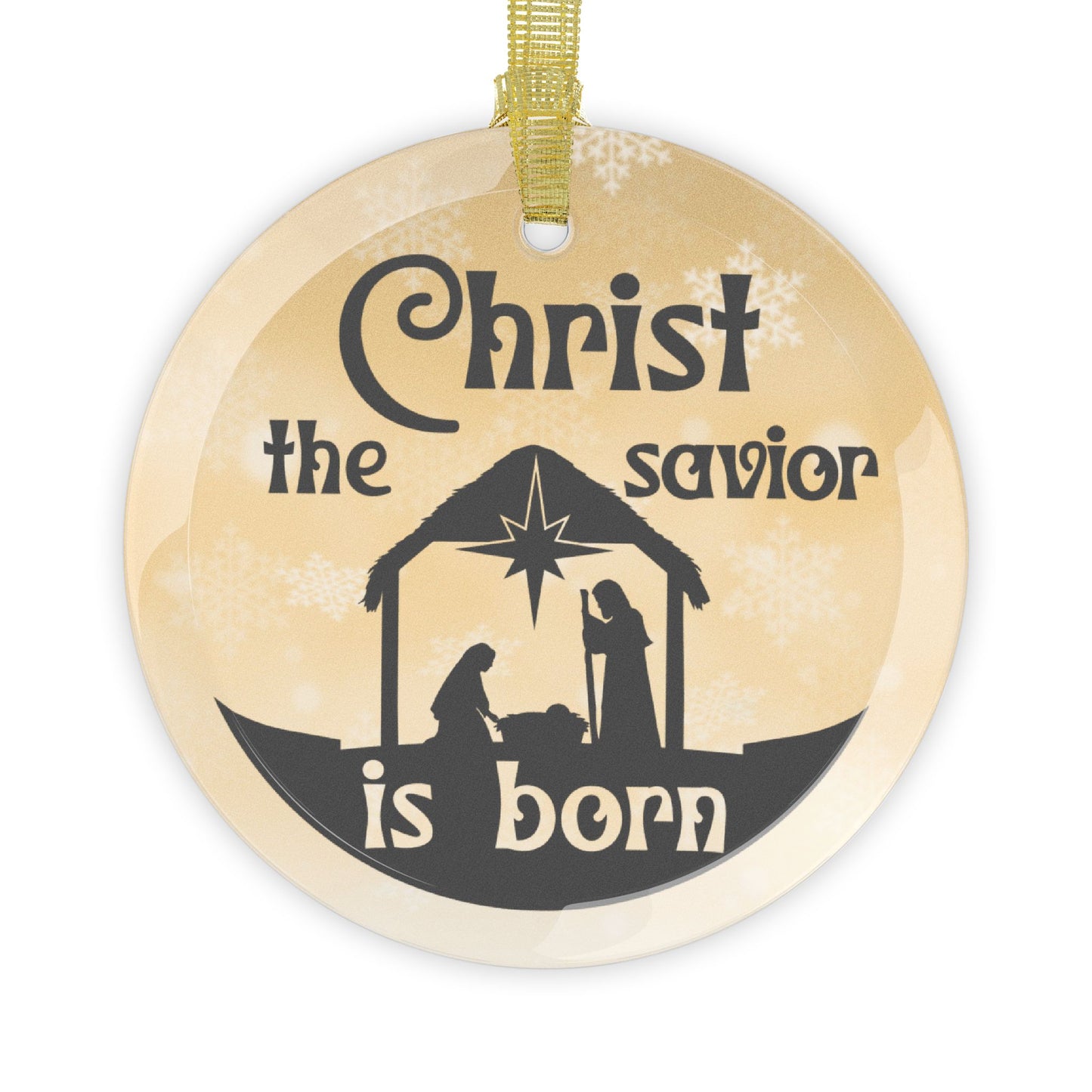 Christ The Savior Is Born Glass Ornament