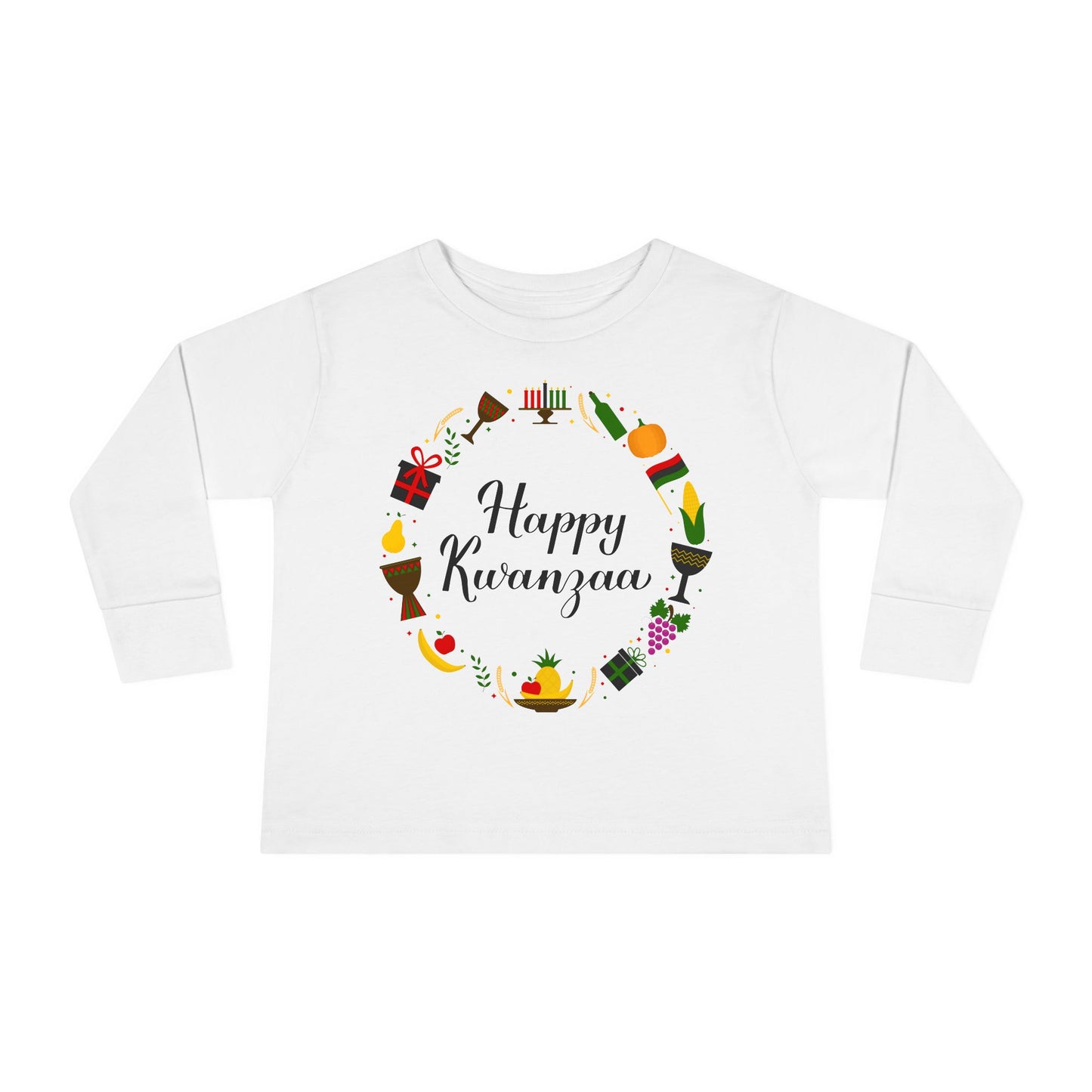 Happy Kwanzaa Wreath Toddler Long Sleeve Tee