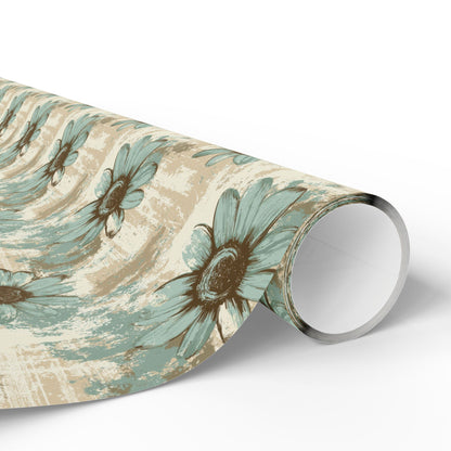 Rustic Teal Daisy Wrapping Paper