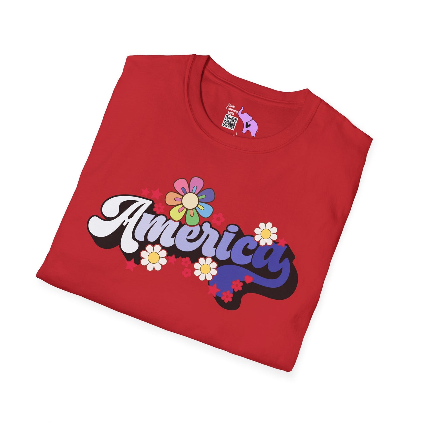 America (Floral) Adult T-shirt
