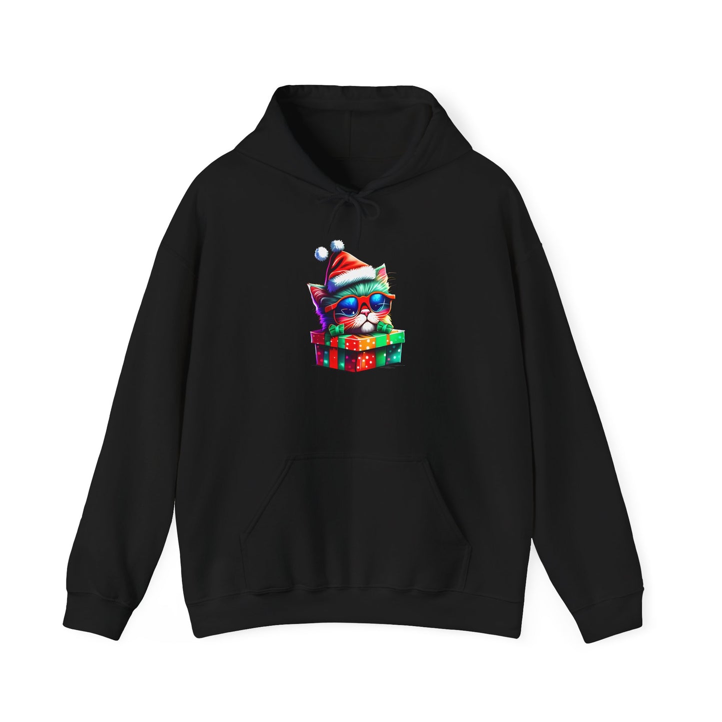 Christmas Kitten w/Gift Heavy Blend™ Hooded Sweatshirt