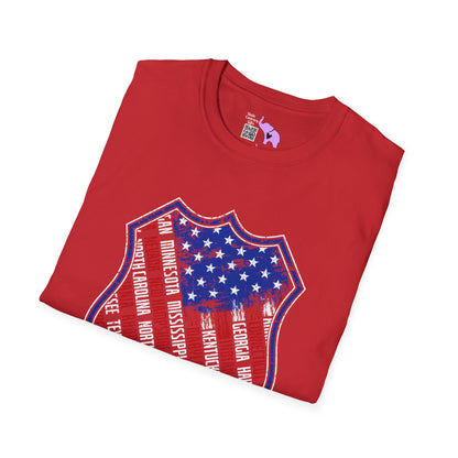 Badge-Shaped American Flag w/States Adult T-Shirt