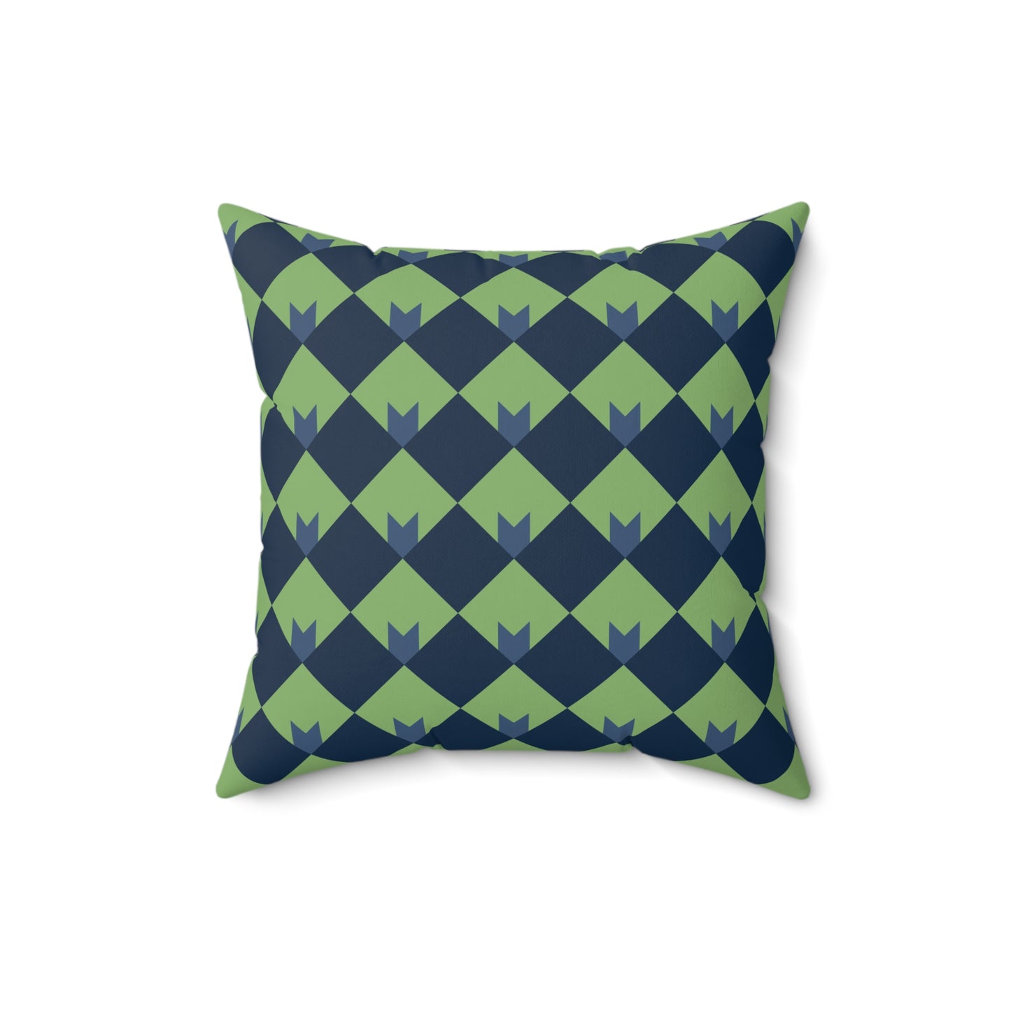 Diamond Bloom-Sage & Navy Throw Pillow