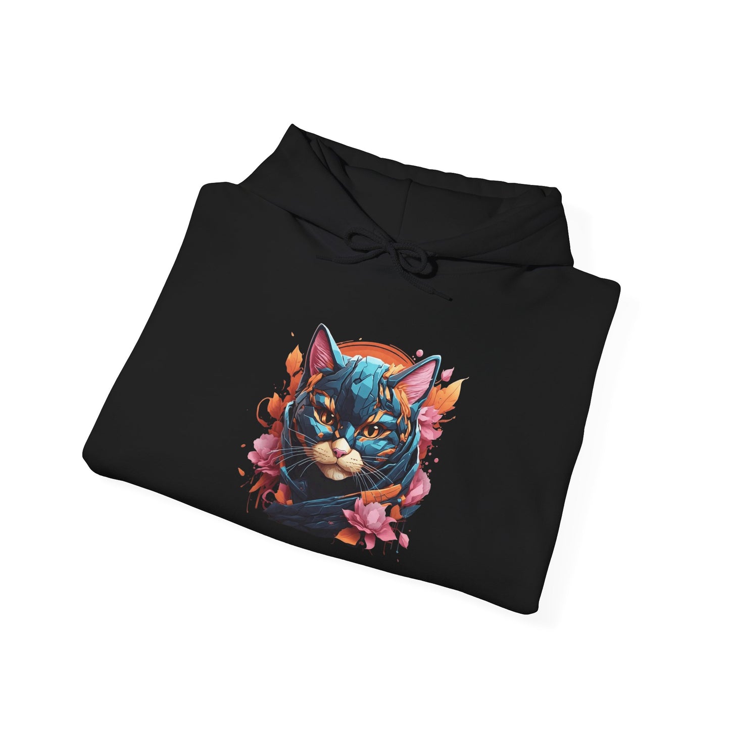 Adorable Kitty w/Flowers Heavy Blend™ Hooded Sweatshirt