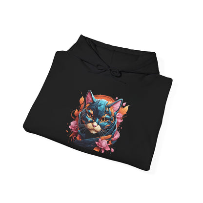 Adorable Kitty w/Flowers Heavy Blend™ Hooded Sweatshirt