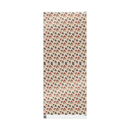Festive Santa & Holly Blooms Wrapping Paper