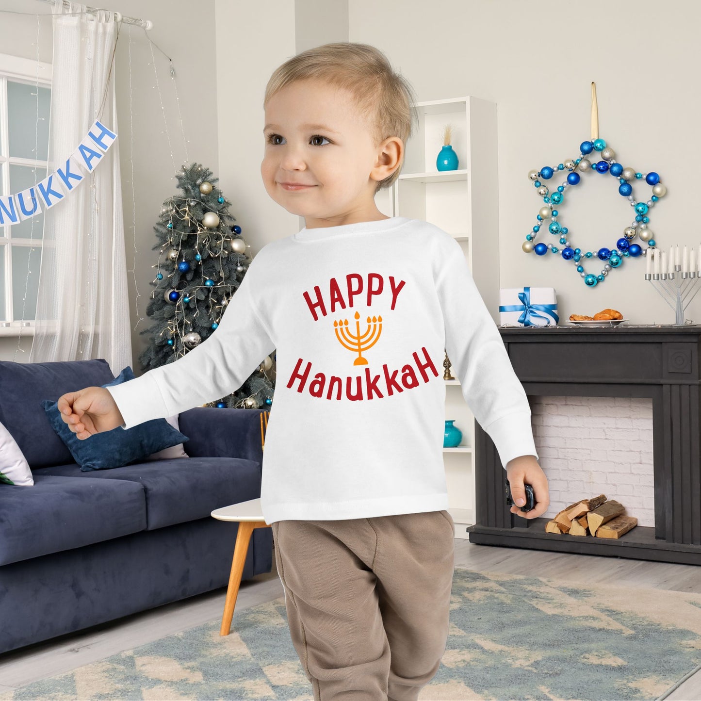 Happy Hanukkah Toddler Long Sleeve Tee