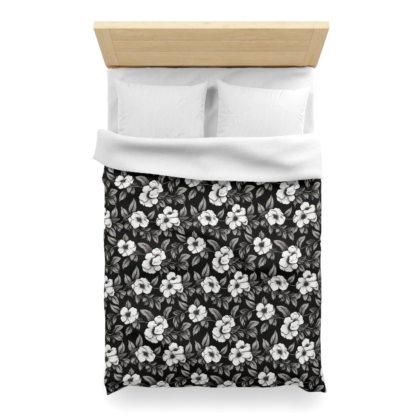 Black & White Daisies Microfiber Duvet Cover
