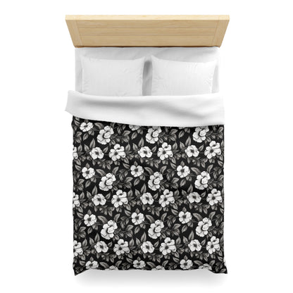 Black & White Daisies Microfiber Duvet Cover