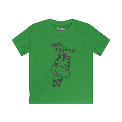 Hello My Friend (Giraffe) Kids Softstyle Tee
