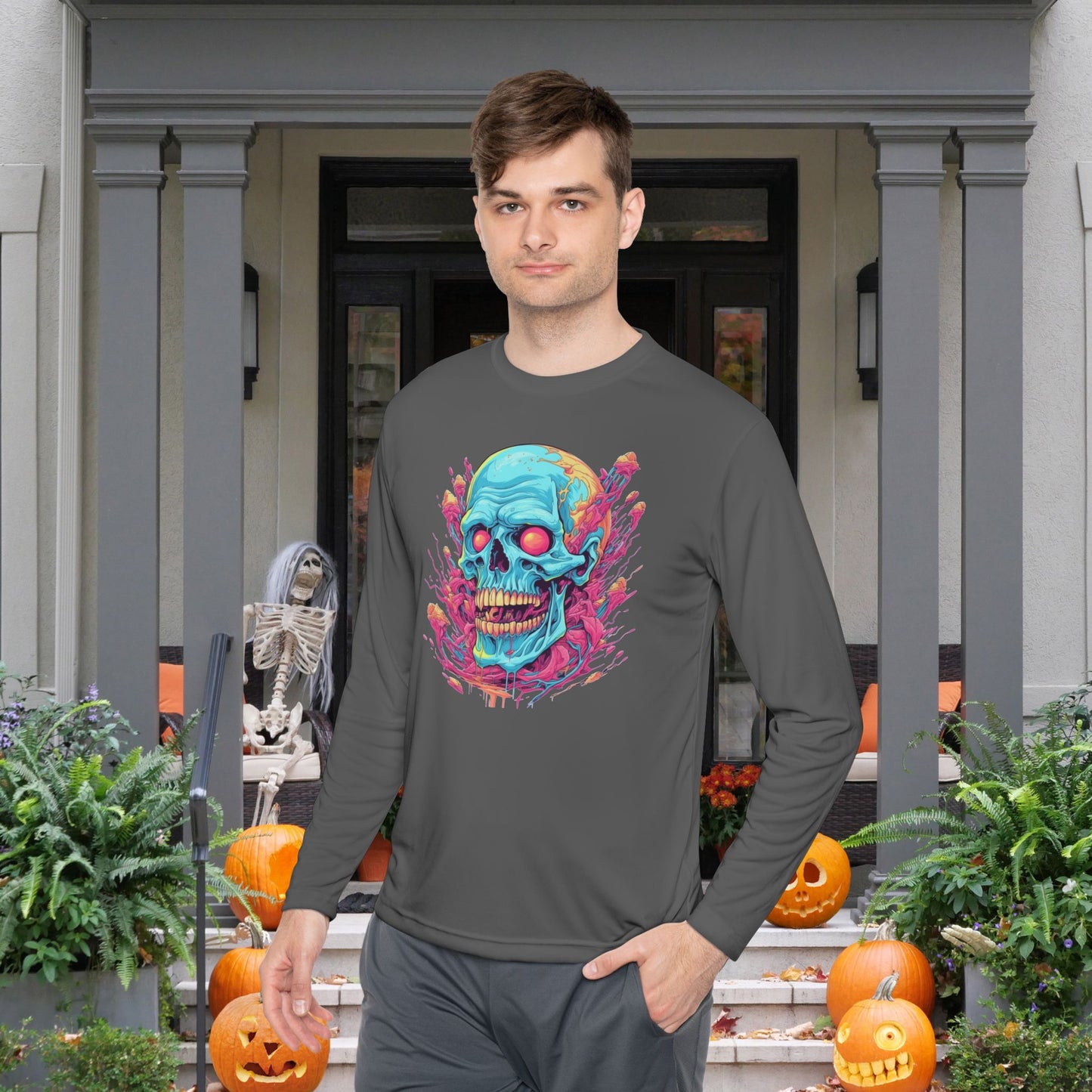 Psycho Skull Adult Long Sleeve Tee
