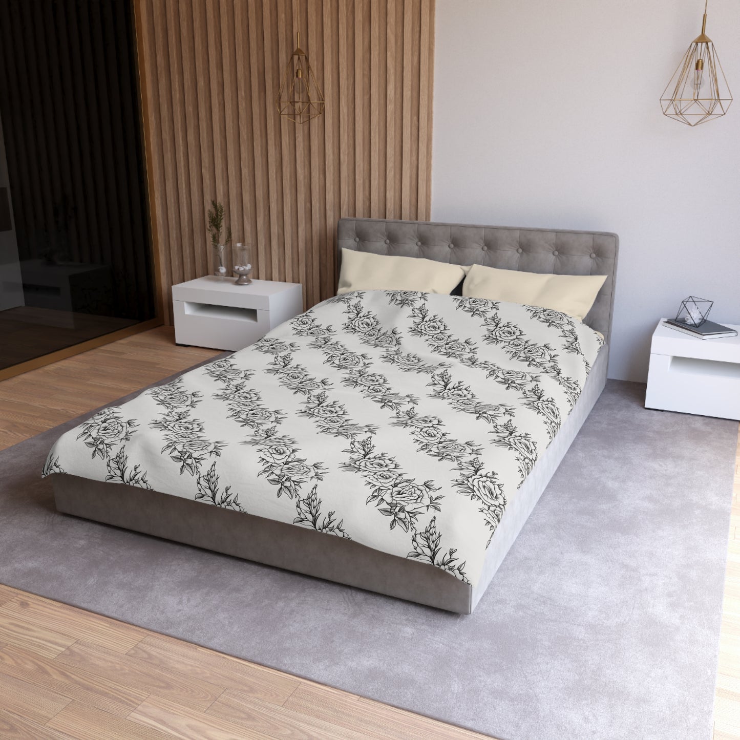 Midnight Rose Sketch Duvet Bedding Set