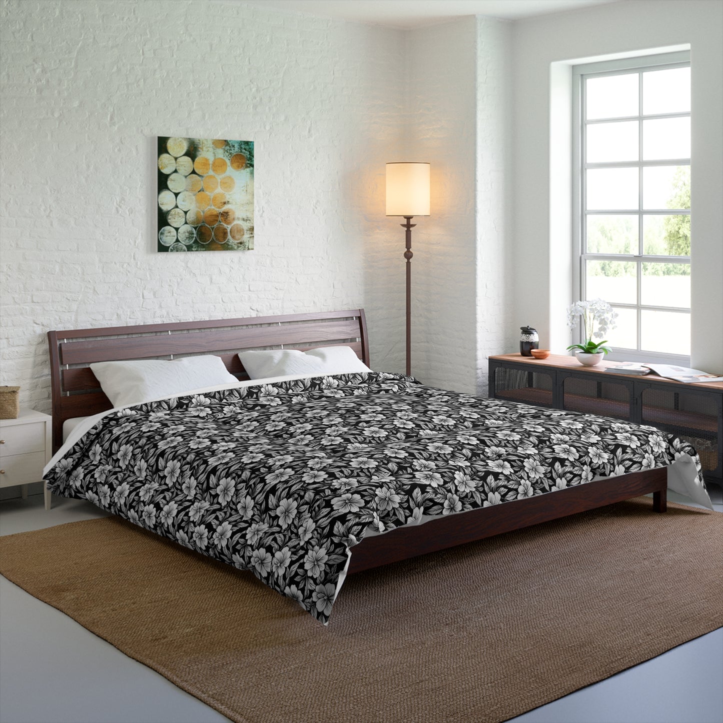 Monochrome Paradise Bloom Comforter