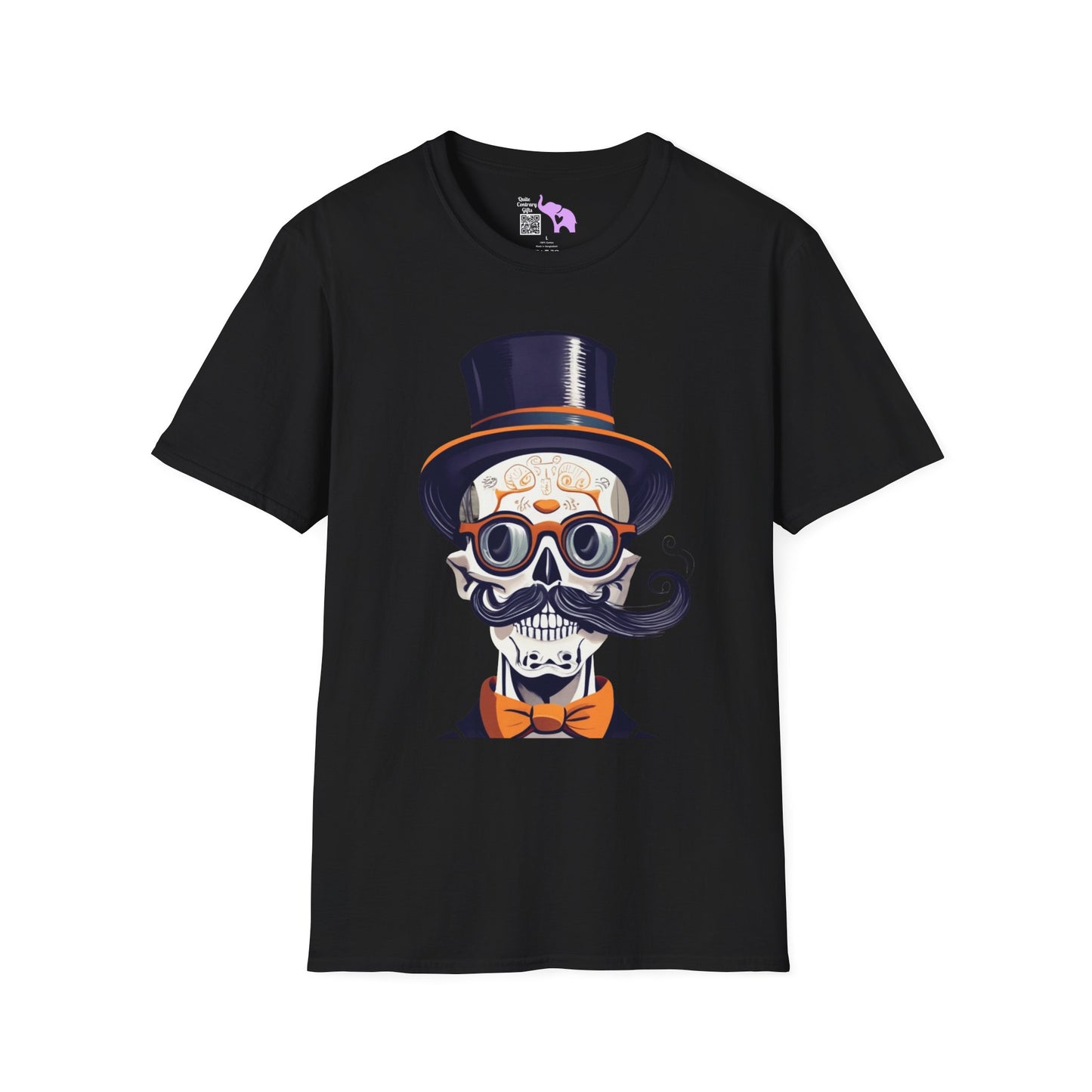 Top Hat & Mustache Skull Adult T-shirt