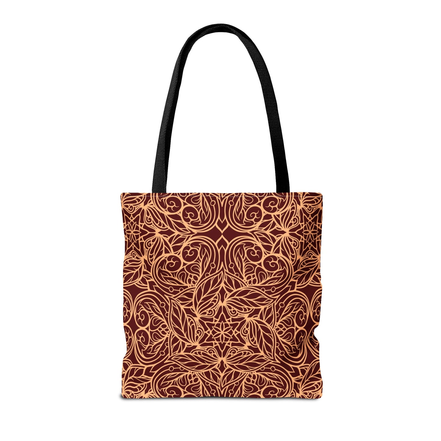 Golden Crimson Star Mandala Canvas Tote Bag