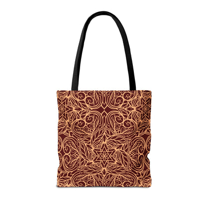 Golden Crimson Star Mandala Canvas Tote Bag