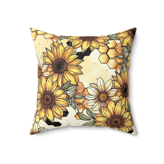 Honeycombs & Sunflowers Throw Pillow